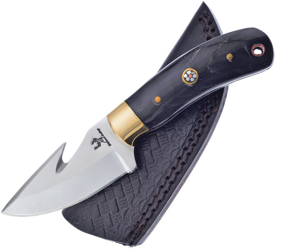 Frost Cutlery Guthook Horn Black Handle Stainless Fixed Blade Guthook 1123