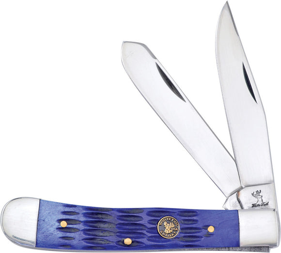 Frost Cutlery Trapper Blue Jigged Bone Folding Stainless Pocket Knife T312BLJBSS