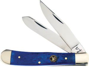 Frost Cutlery Trapper Pocket Knife Blue Smooth Bone Folding Stainless T312BLSB