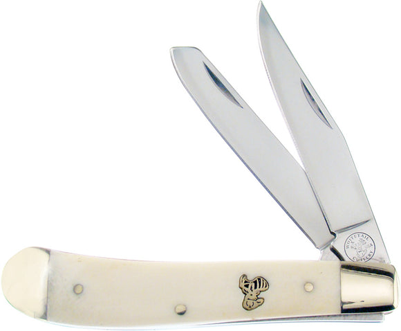 Frost Cutlery Trapper White Smooth Bone Folding Stainless Pocket Knife T312WSB
