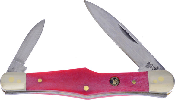 Frost Cutlery Red & Brass Smooth Bone Whittler Steel Folding Pocket Knife 382RSB