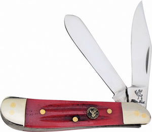 Frost Cutlery Red Cut Bone Trapper Stainless Blades Folding Pocket Knife 975RSC