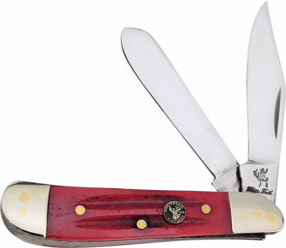 Frost Cutlery Red Cut Bone Trapper Stainless Blades Folding Pocket Knife 975RSC