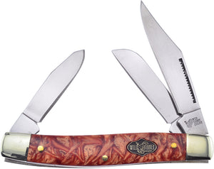 Frost Cutlery Stockman Folding Pocket Knife Red Whiskey Resin Stainless 504WR