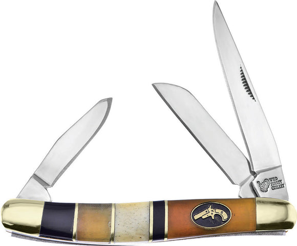 Frost Cutlery Mini Stockman Horn & Bone 3-Blade Folding Knife 509SBH