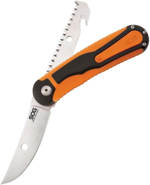 SOG Revolver 2.0 Hunt Fixed Blade, Satin Blade, Black/Orange Handle