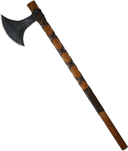 Factory X Brown Wood/Cord Wrapped Handle Black Carbon Steel Tomahawk Axe 310ILE