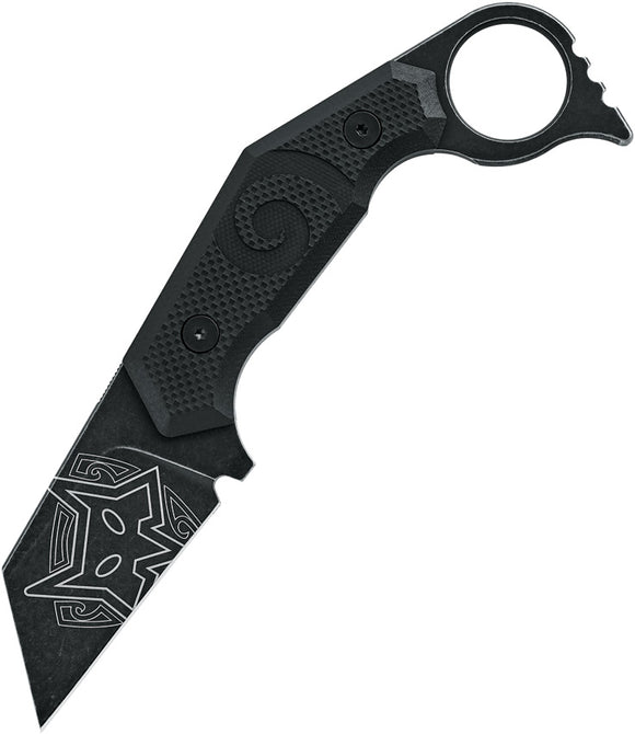 Fox Toa Black Sculpted G10 Bohler N690 Stainless Steel Fixed Blade Knife w/ Belt Sheath 652