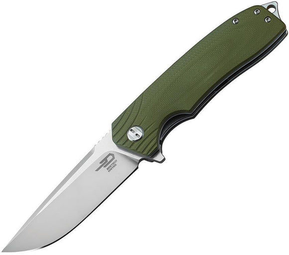 Bestech Lion G10 Linerlock OD Green D2 Tool Steel Folding Drop Blade Knife