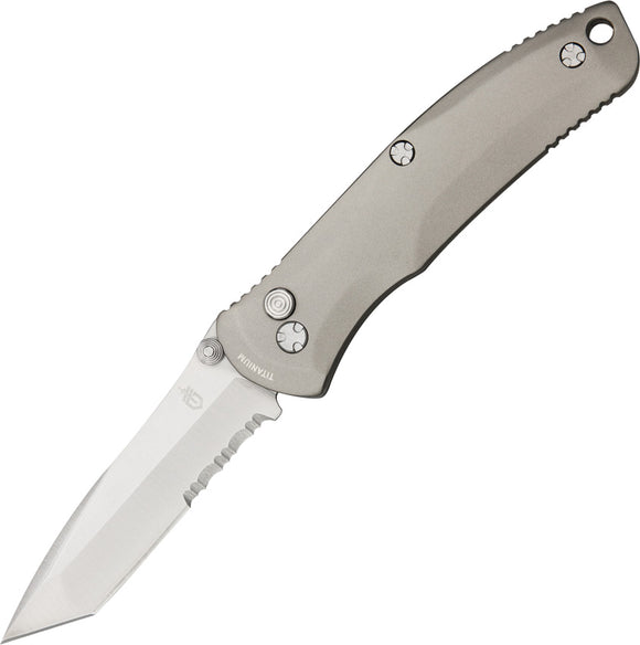 Gerber Venture Assisted Titanium Serrated Tanto Folding Button Lock Knife 0405