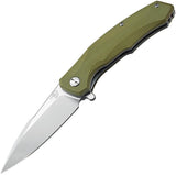 Bestech Warwolf G10 Linerlock Green Tan Textured Handle Folding Blade Knife