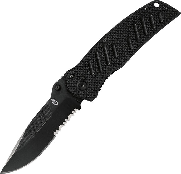 Gerber Swagger Framelock Black Serrated G10 Textured Folding Pocket Knife 0594