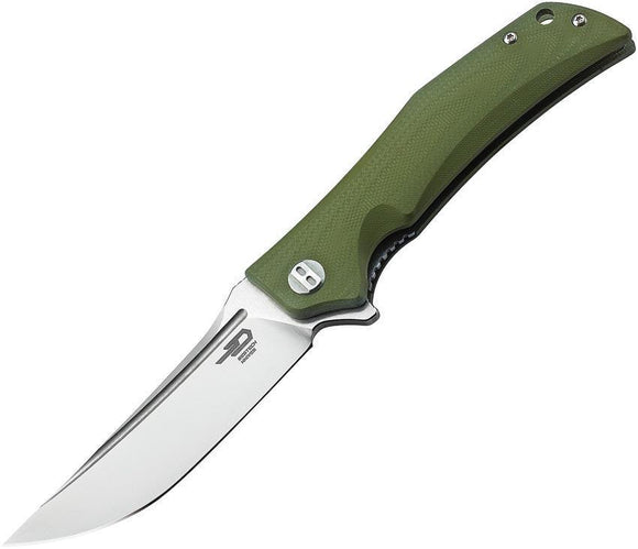 Bestech Scimitar G10 Linerlock Green Handle Folding Clip Point Blade Knife