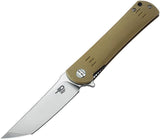 Bestech Knives Kendo G10 Linerlock Beige Handle Folding Tanto Blade Knife