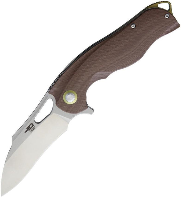 Bestech Knives Rhino Linerlock Brown G10 Handle Steel Folding Blade Knife