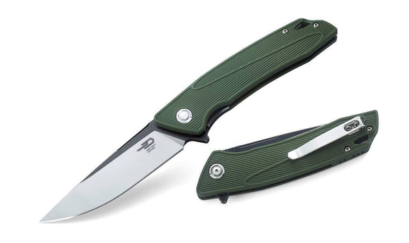Bestech Knives Spike Green 2-Tone 12C27 Linerlock Folding Pocket Knife