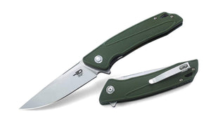 Bestech Knives Spike Green Satin 12C27 Linerlock Folding Pocket Knife
