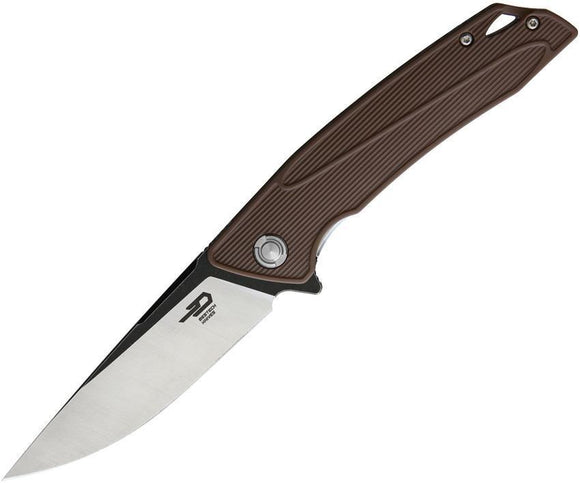 Bestech Knives Spike Linerlock Steel Folding Blade Brown Handle Knife