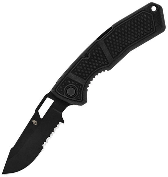Gerber Order Lockback Black FRN 420HC Serrated Folding Pocket Knife 1011