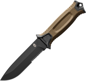 Gerber Strongarm Coyote Tan/Black 9" Serrated Fixed Blade W/ MOLLE Compatible  OPEN BOX