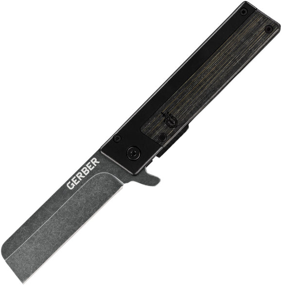 Gerber Quadrant Framelock Black Bamboo Wood Folding 7Cr17MoV Pocket Knife 1066486