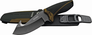 Gerber Myth Fixed Blade Pro Gut Hook 8.5" Full Tang Black/Tan Knife W/ Sharpener 1095