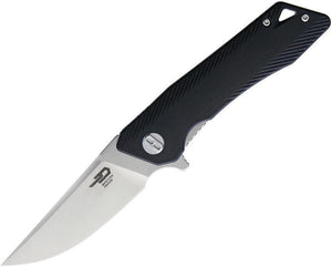 Bestech Knives Thorn Linerlock Stonewash Folding Blade Black Handle Knife