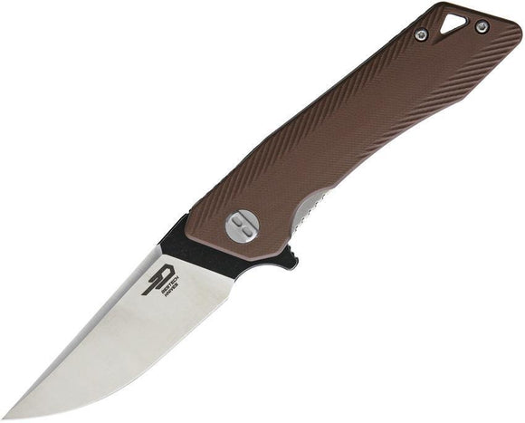Bestech Knives Thorn Linerlock Folding Blade Brown Black G10 Handle Knife