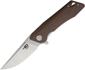 Bestech Knives Thorn Linerlock Folding Blade Brown Beige G10 Handle Knife