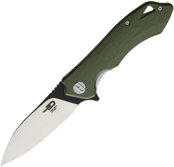 Bestech Knives Beluga Linerlock Steel Folding Blade Green G10 Handle Knife