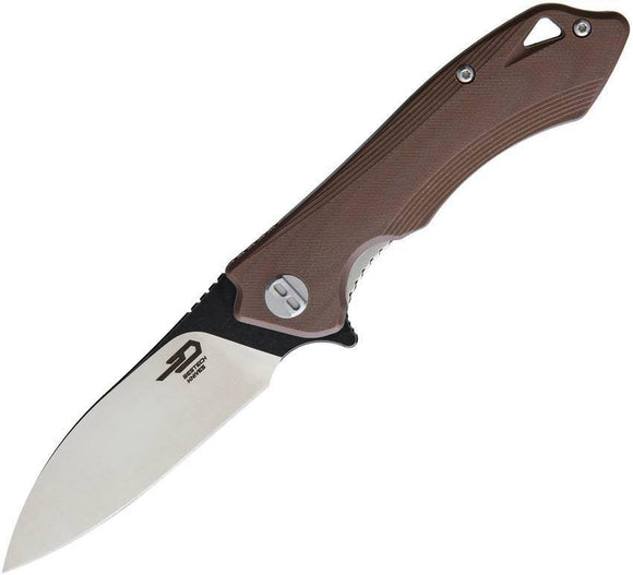 Bestech Knives Beluga Linerlock Folding Blade Brown Black G10 Handle Knife