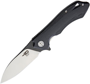 Bestech Knives Beluga Black G10 D2 2-Tone Steel Drop Pt Folding Knife