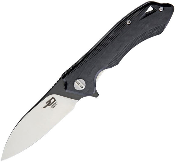 Bestech Knives Beluga Black G10 D2 2-Tone Steel Drop Pt Folding Knife