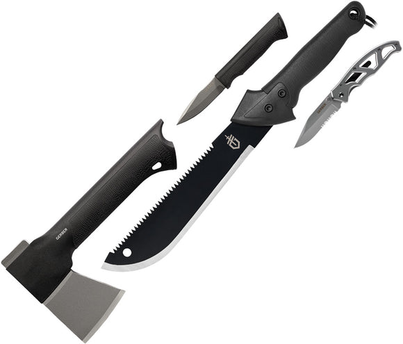 Gerber Backcountry Essentials Kit Stainless Axe Machete & Pocket Knife Combo 1203