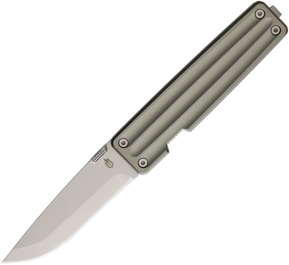 Gerber Pocket Square Linerlock Gray Aluminum Folding Drop Pt Blade Knife 1363