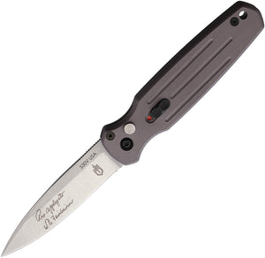 Gerber Automatic Mini Covert Knife Button Lock Gray Aluminum CPM-S30V Blade 1395