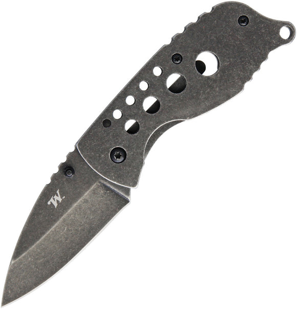 Winchester Blind Side Framelock Black Stonewashed Folding Drop Pt Knife G1513