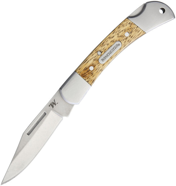 Winchester Lasso Lockback Wood Handle Stainless Folding Knife w/ Box G1517