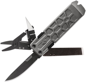 Gerber Lockdown Pry Multi-Tool Folding Knife 2.5" Plain Blade Tactical Gray Onyx Aluminum Handle 1593
