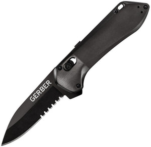 Gerber Highbrow Compact Pivot Lock A/O Spring Assited Knife Black (2.8" serrated blade) G1641