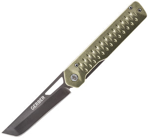 Gerber Ayako Framelock Front Flipper Green Folding Knife 1690