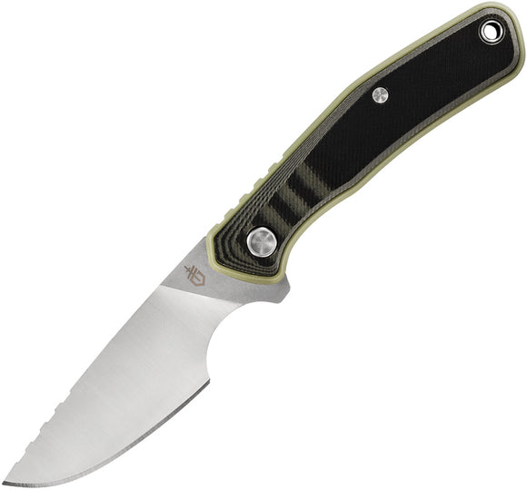 Gerber Downwind Caper Fixed Blade Knife Black/Green G10 Stainless Clip Pt 1821