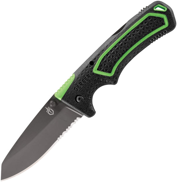 Gerber Freescape Lockback Green/Black Combo Edge Folding Knife 2527