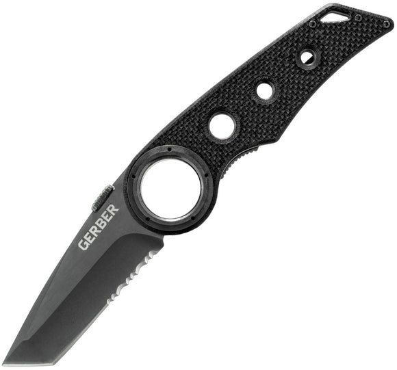 Gerber Remix Tactical Linerlock Partially Serrated Tanto Black Folding Knife 30000433