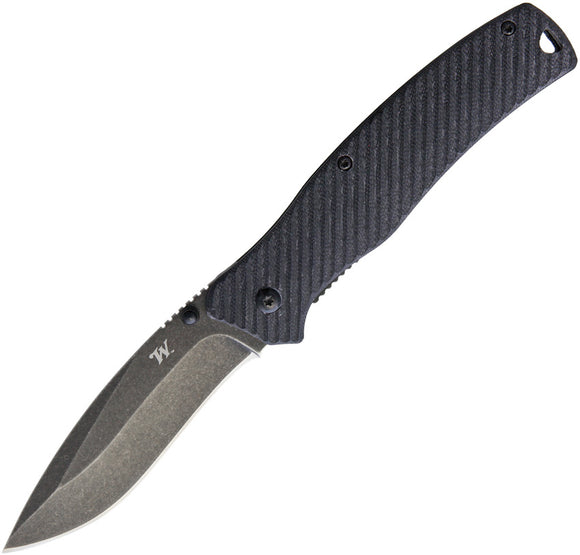 Winchester Defender Linerlock Black G10 Stonewashed Folding Knife 30001516