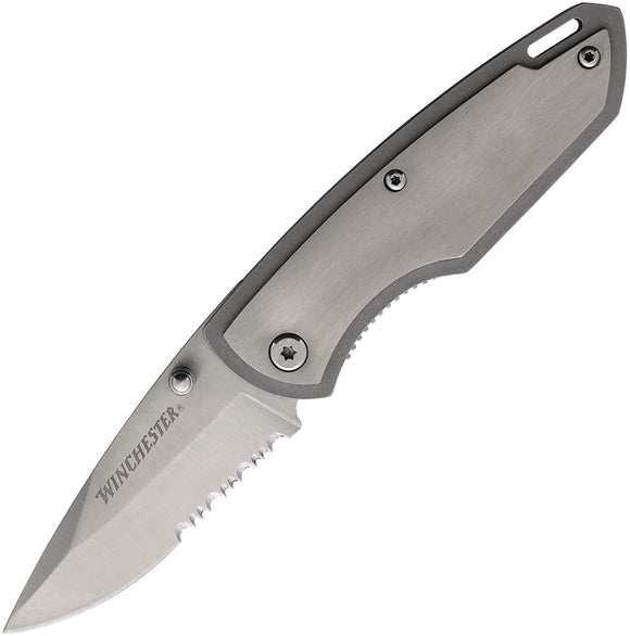 Winchester Linerlock Stainless Folding Partially Serrated Pocket Knife 31000312