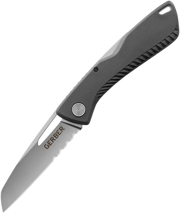 Gerber Sharkbelly Lockback Sheepsfoot Serrated Black Folding Pocket Knife 3216