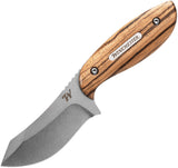Winchester 6.75" Barrens Zebra Wood Handle Fixed Blade Knife + Sheath 3436