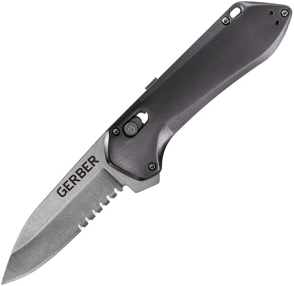 Gerber Highbrow Grey Compact Serrated Assisted Opening Folding Knife 3509
