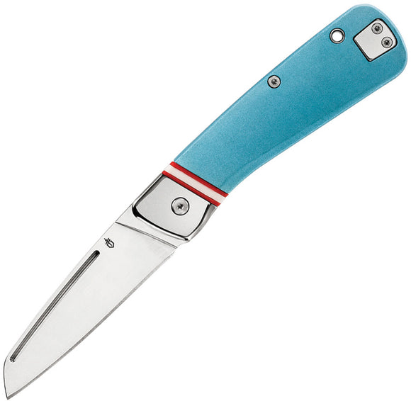 Gerber Straightlace Slip Joint Blue Stainless Sheepsfoot Folding Knife 3724